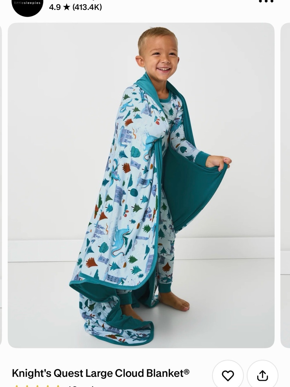 NWT Little Sleepies Knight’s Quest Cloud Blanket - Picture 4 of 6